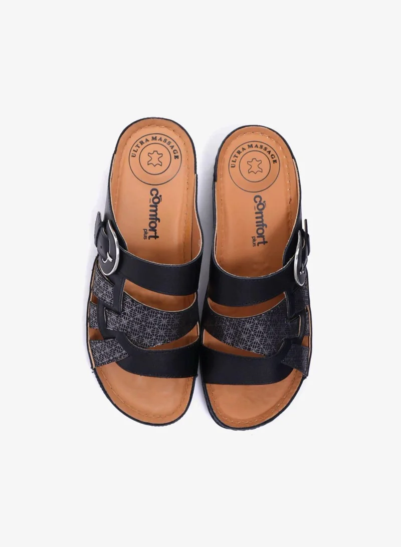 Comfort Plus Comfort Plus Stylish and Comfortable Double Buckle Sandals Black